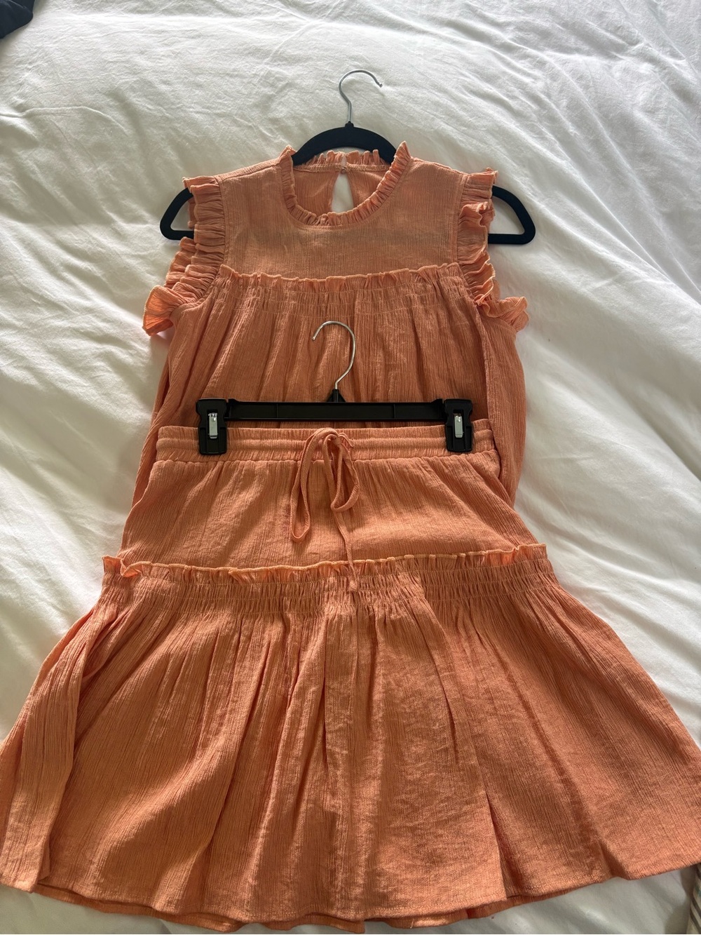 Pinch brand  Peach Textured Ruffle Summer Top & Skirt Set  size M